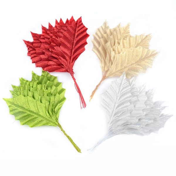

100pcs gold silver artificial silk maple leaves home wedding party christmas decoration accessory scrapbooking fake flower