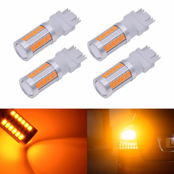 

4x 3157 led car light 5630 smd 33 led bulbs t25 dual contact camper brake backup stail light white red amber blue