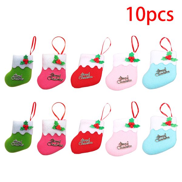 

10pcs new christmas stocking socks mini boots candy gift bag christmas tree hanging ornament home party decor for kids dropship