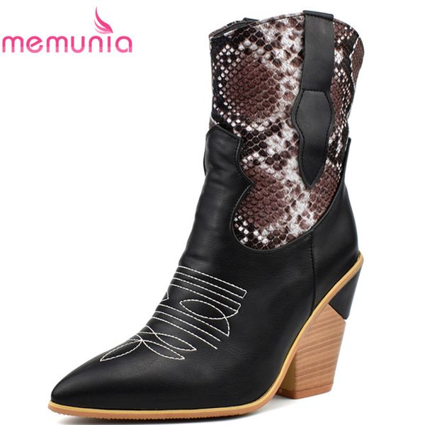 

memunia 2020 big size 34-48 ankle boots women snake mixed colors autumn winter boots fashion simple wedges shoes ladies, Black