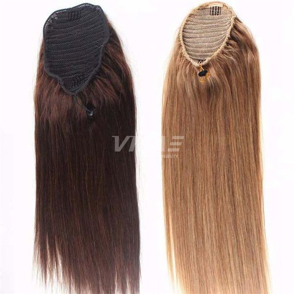 

peruvian hair silky straight ponytail 100g natural color remy cuticle aligned virgin hair real 27 613 blonde clip in hair extensions, Black