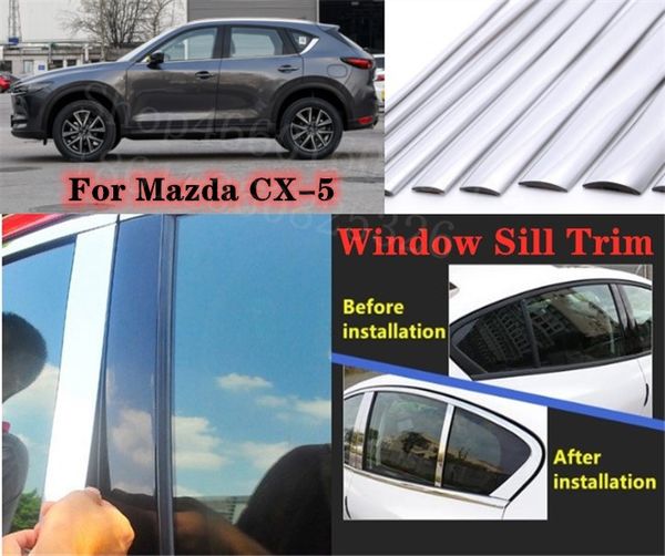 

puou high-quality car full window pillar trim cover stainless steel chrome decoration for cx-5 2013-2015 car styling