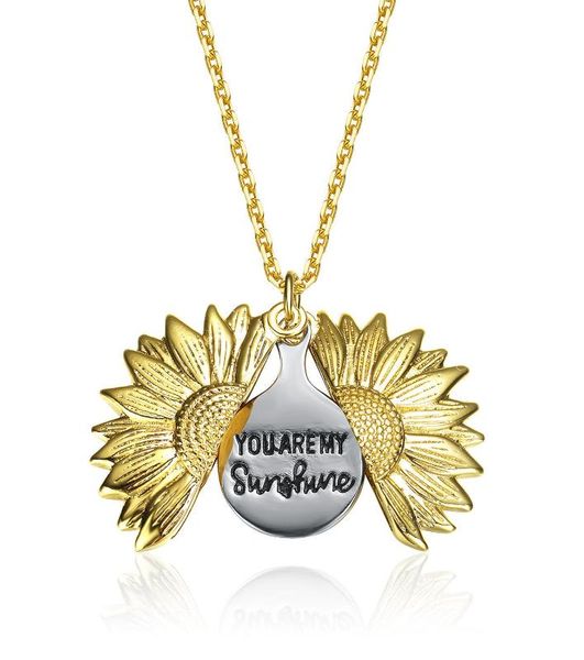 

gold vintage personality sunflower style necklace accessories ajustable mbox with letters amulet boutique present gift, Silver