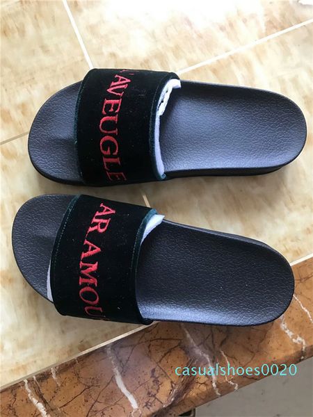 

italy women men slides summer luxury designer beach indoor flat g shoes brand mens sandals slippers house flip flops with spike c20, Black
