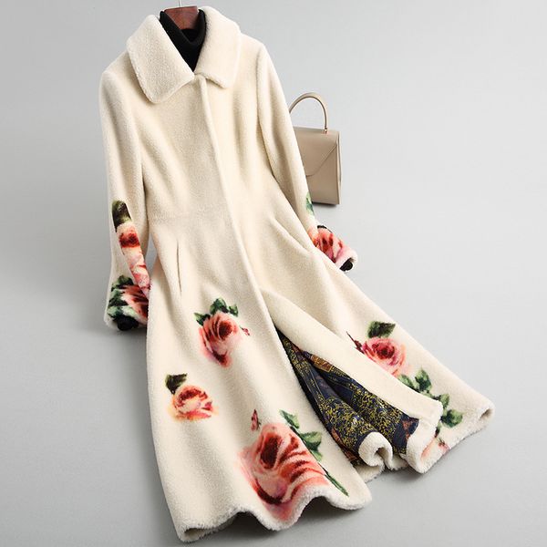 

long-term stock) new haining fur sheep shearing overcoat, long-term printing 77, Black