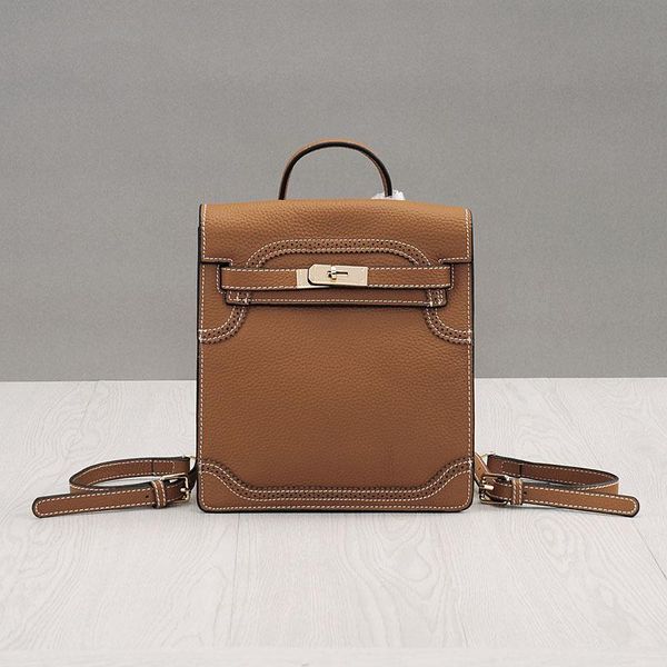 

luxurious2019 leather genuine woman kylie concise car line lace portable backpack cowhide messenger single shoulder package