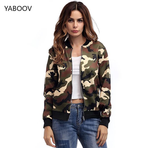 

женская мода куртки весна осень zipper outwear пальто bomber casaco feminino камуфляж army green camo куртки, Black;brown