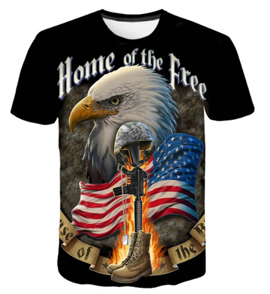 

fashion american flag eagle 3d printed t-shirt women/men summer short sleeve o-neck funny 3d t-shirt casual &tees k690, White;black