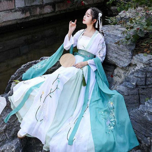 

hanfu китайского костюма древнего традиционный народный танец костюм женщины tang dynasty одежда вышивка fairy косплей костюмы для этапа, Black;red