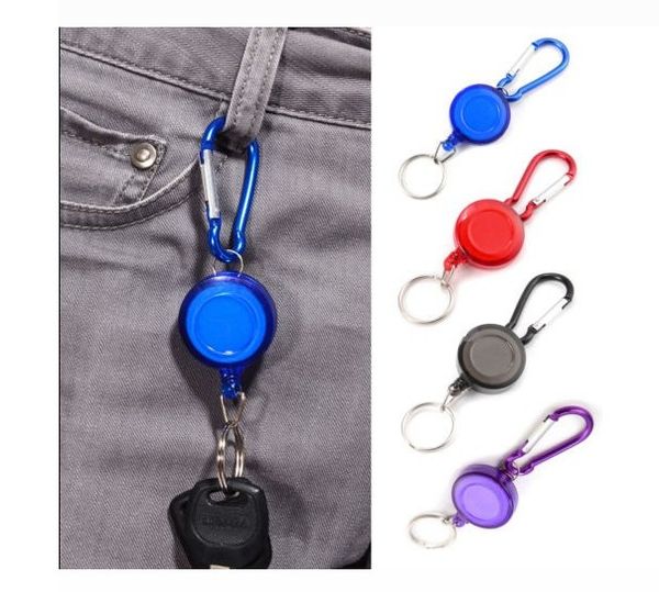 Nuovo cinturino colorato Moschettone Clip Etichetta per carte Portachiavi Retrattile Porta badge in metallo Anello Clip per cintura Portachiavi da campeggio