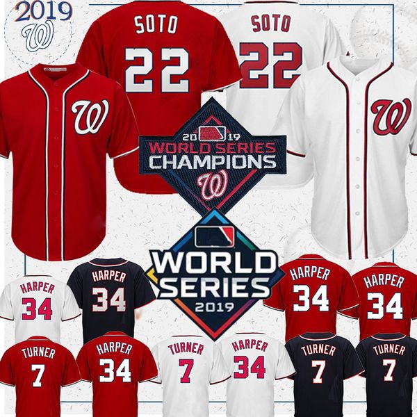 

22 juan soto washington jerseys nationals 7 trea turner 2019 world series bound official nationals 31 max scherzer stephen baseball jersey, Blue;black