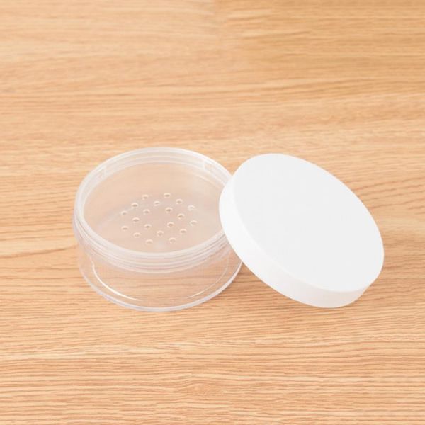 

50ml plastic empty loose box reusable portable travel pot with sieve cosmetic makeup jar container sifter with white cap