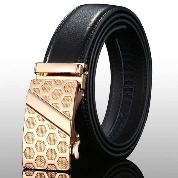 

men's leather double-sided men's leather double-sided cowhide cowhide business leisure automatic buckle belt belt belt, Black;brown