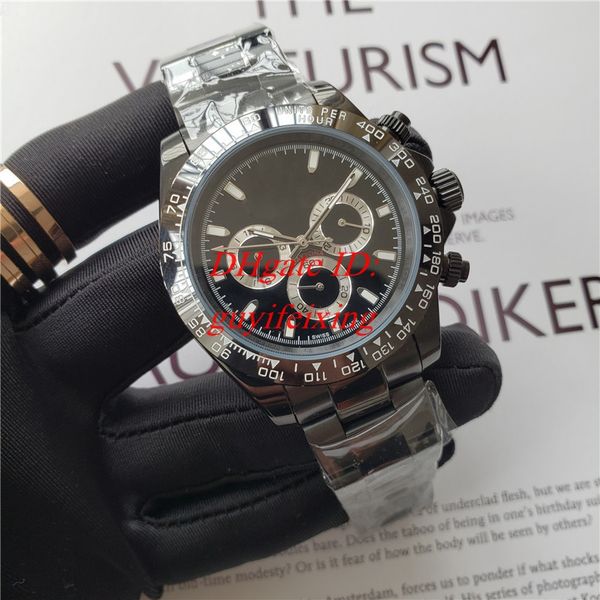 

new black ceramic bezel black dial automatic mens watch 116500 116520 automatic movement no chronograph 40mm gents watches, Slivery;brown