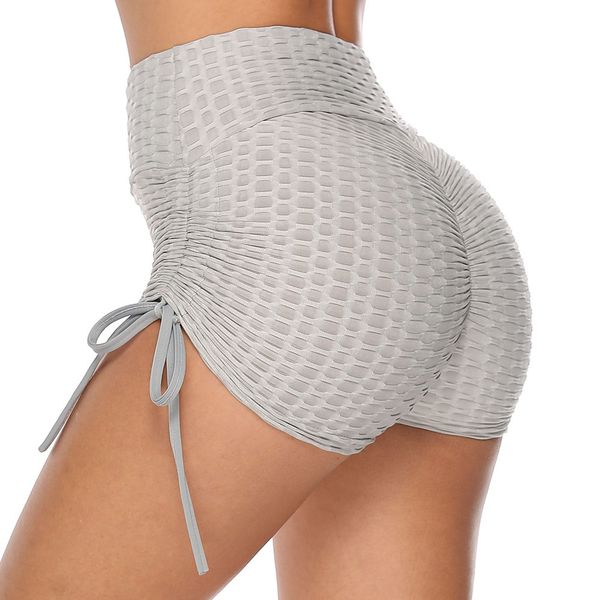 

nice women's sport fitness gym stretchy high waisted ruched bulifting workout running yoga shorts, White;red