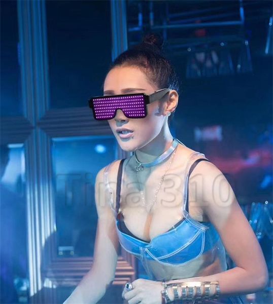 

wholesale- quick flash usb led party usb charge luminous glasses glow sunglasses concert light toys christmas decorations sunglasse 5181, White;black