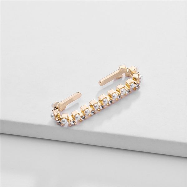

chiao rectangle pearl ear bar cuff earring trendy ear cuffs for women, Silver