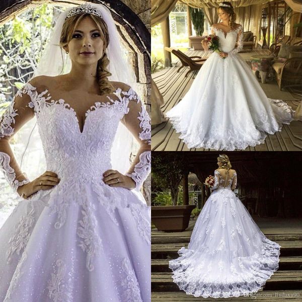 

пляж богемный 2019 свадебные платья с длинными рукавами sexy sheer jewel шеи кружева аппликация boho свадебные платья элегантный свадебные п, White