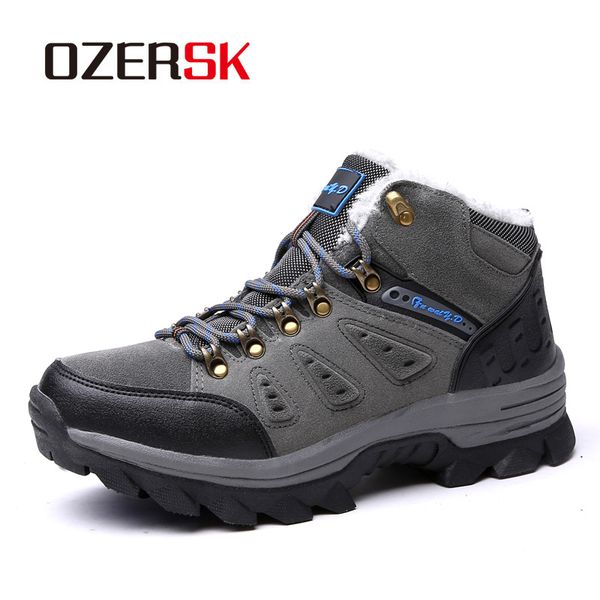

ozersk brand autumn men snow boots winter fur super warm men's snow boots outdoor shoes 36~47, Black