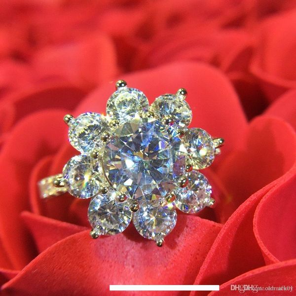 

hw designer rings luxury jewelry bling bling sharp diamond flower 925 sterling silver original box famous brand
