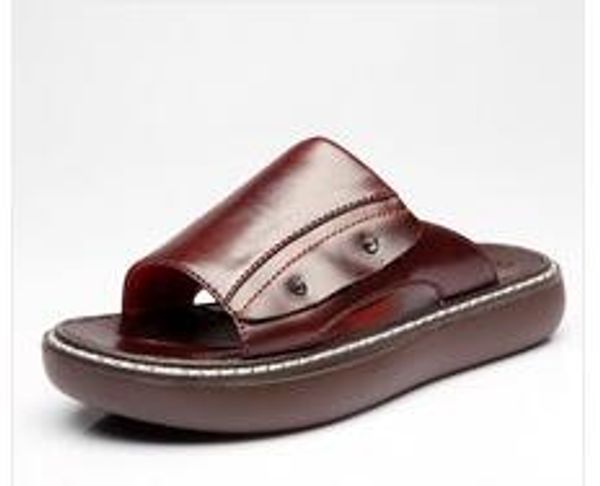 

sandals beach shoes high heel slippers true leather scuffs slippers, Black
