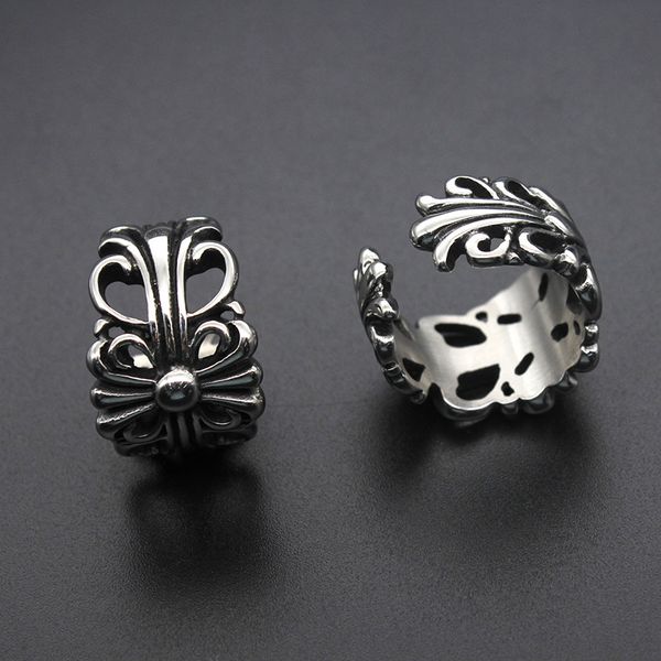 

europe america punk cross band rings fashion retro men personality hip hop stainless steel ring jewelry, Silver