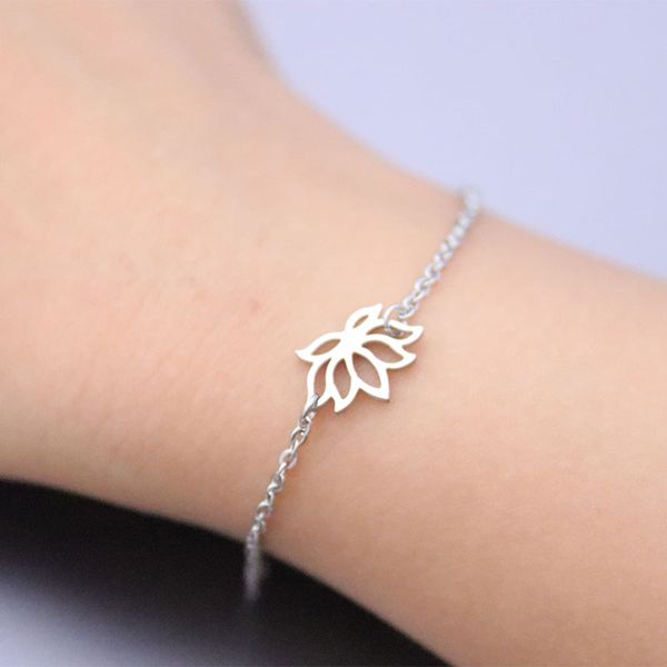 

wholesale 10ps/lot ajustable lotus flower stainless steel charm bracelets couples women girls loved fashion jewelry lucky birthday gift, Black