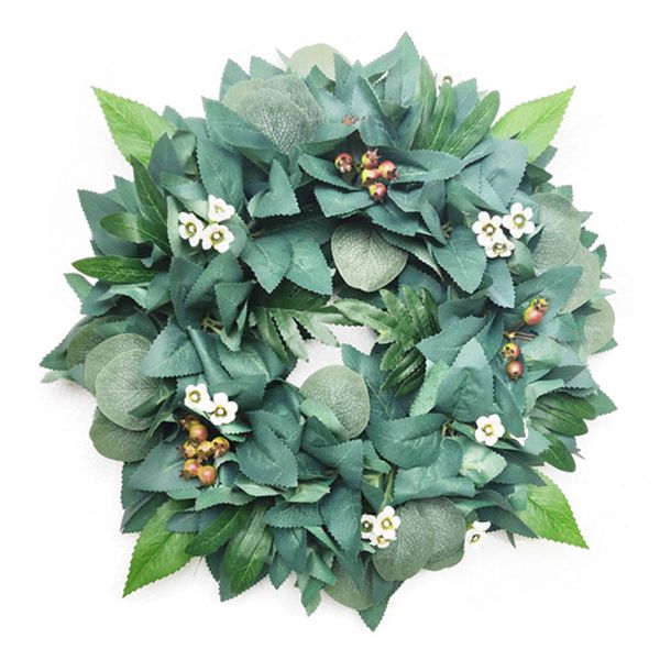 

fashion floral artificial eucalyptus leaves wreath door hanging wall window decoration wreath festival wedding decor 2020 new