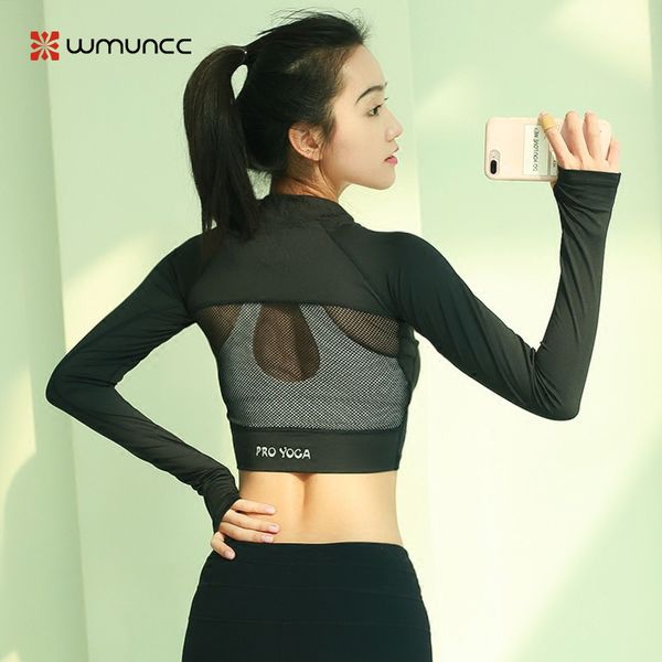 

йога спорт tops фитнес женщины тренировки с длинным рукавом запуск футболки обучение спортивная одежда vest mesh sexy дышащие crop jerseys