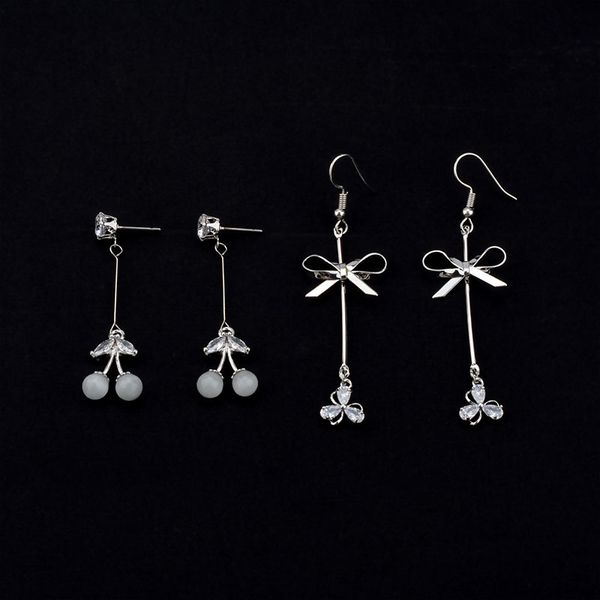 

zi.sen charming drop earring silver color simple cubic zirconia handmade long crystal rhinestone dangle earrings for women gife
