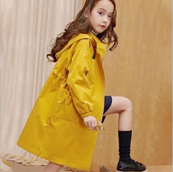 

2020 дети девушка пальто хлопок повседневное пальто для девочек подростков осенняя куртка с капюшоном длинная верхняя одежда детская ветроза, Blue;gray