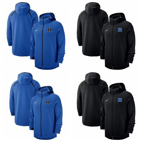 

duke bule devils nike 2018-2019 on-court basketball player showtime performance full-zip hoodie - black bule, Blue;black