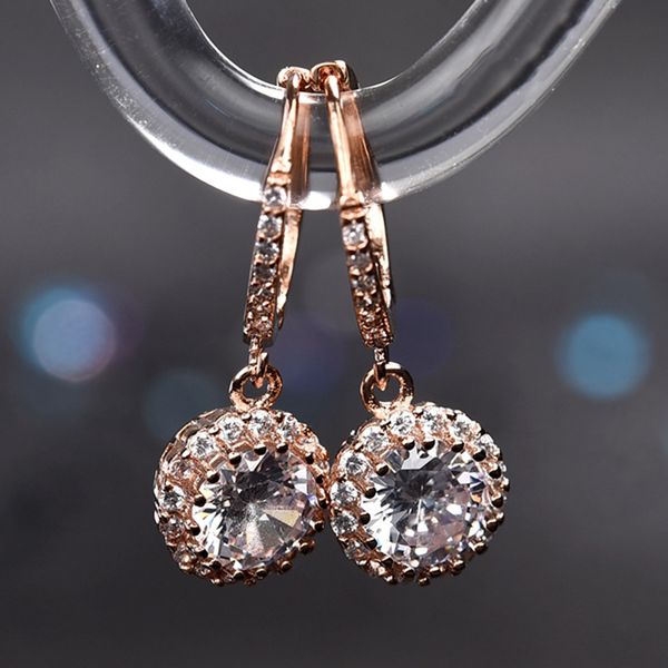 

fashion simple rose gold color cz earrings for wedding jewelry earrings, Silver