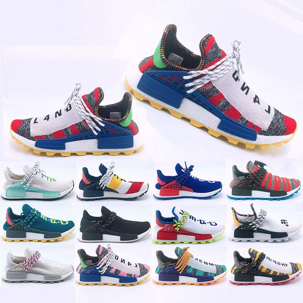 

2019 Spring Human Race Hu trail Running shoes Men Women Pharrell Williams Yellow noble ink core Black Designer Sports Trainers Sneaker 36-47