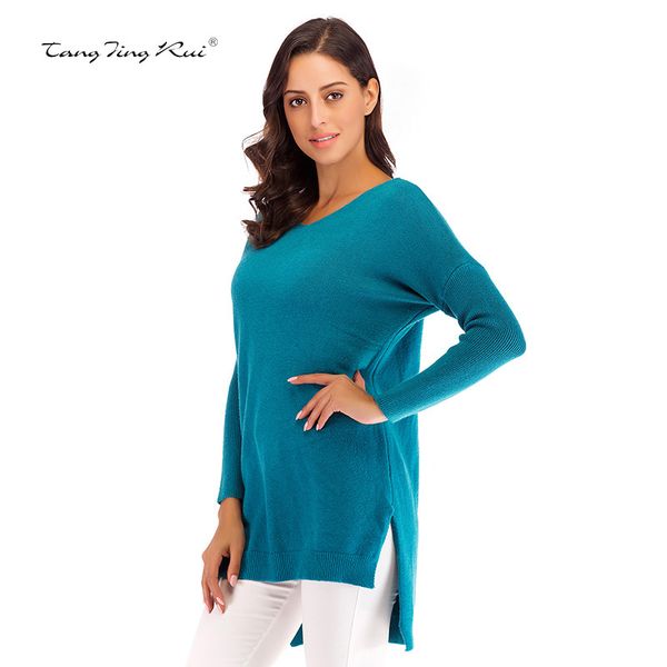 

новый v-образный вырез случайных женщин свитер, White