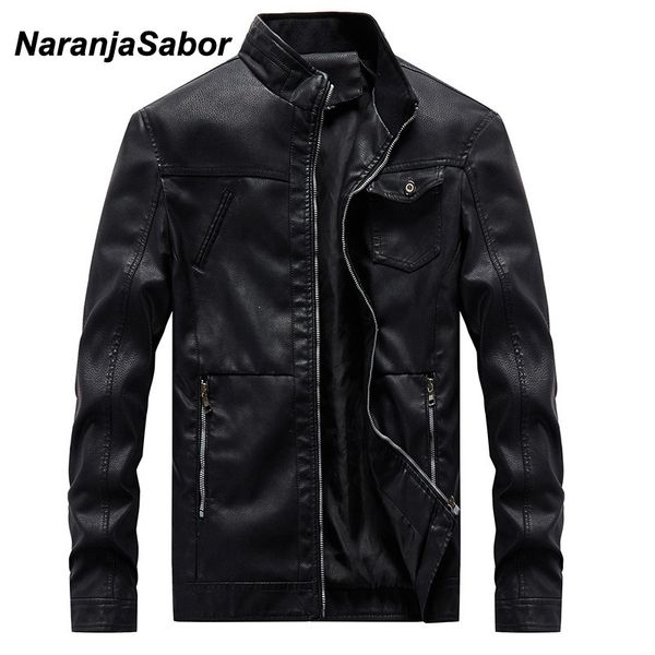 

naranjasabor men's leather jackets motorcycle pu coat male spring autumn casual leather coats slim fit mens brand clothing n487, Black