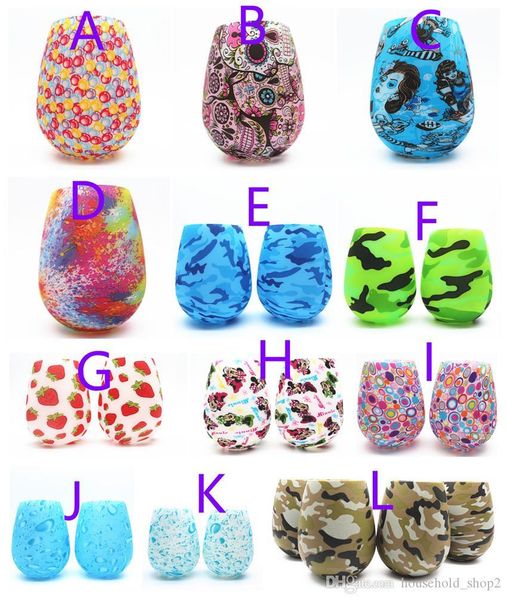 

12oz silicone egg wine cups outdoor camo lip bohemia national skull bubble water bottle beer whiskey glass drinkware a05
