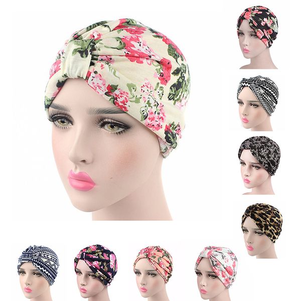 

pleated stretchable cotton leopard streetwear turban hat head cover sun cap fashion radiant look women's cap, Blue;gray