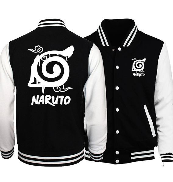 

2017 konoha printed uzumaki naruto sweatshirts anime baseball jackets spring autumn men women harajuku tracksuit, Black