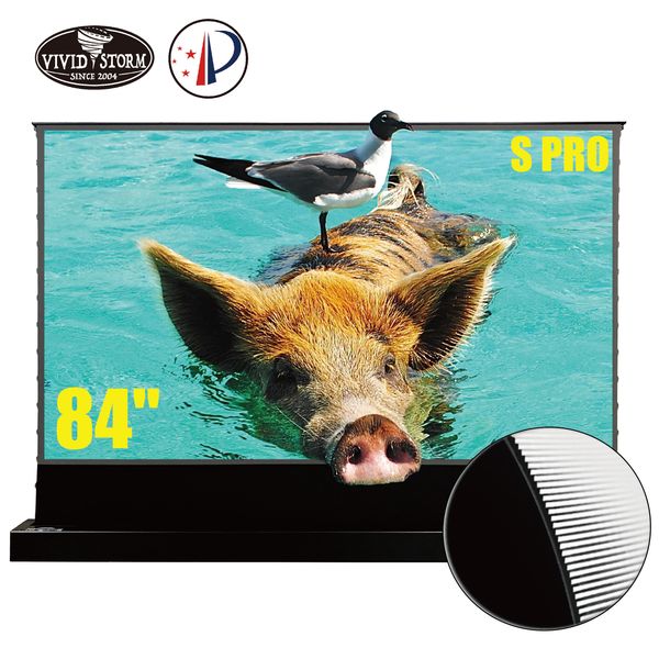 

vividstorm s pro 84 inch electric tension floor screen for ust alr laser projector motorized ultra short throw movie screen vsdstust84h
