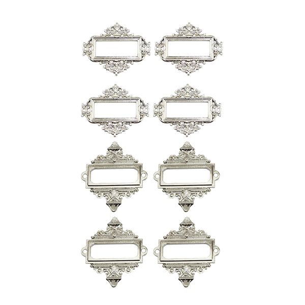 

8-pack cabinet card tag label holder metal lace frame silver