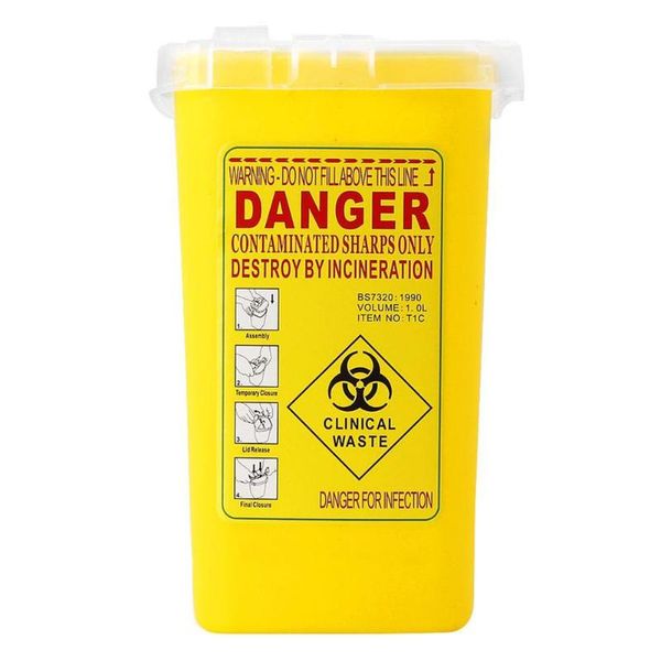 

1l capacity sharps tool container medical needles bin tattoo acne needles disposal collect box tattoo waste box