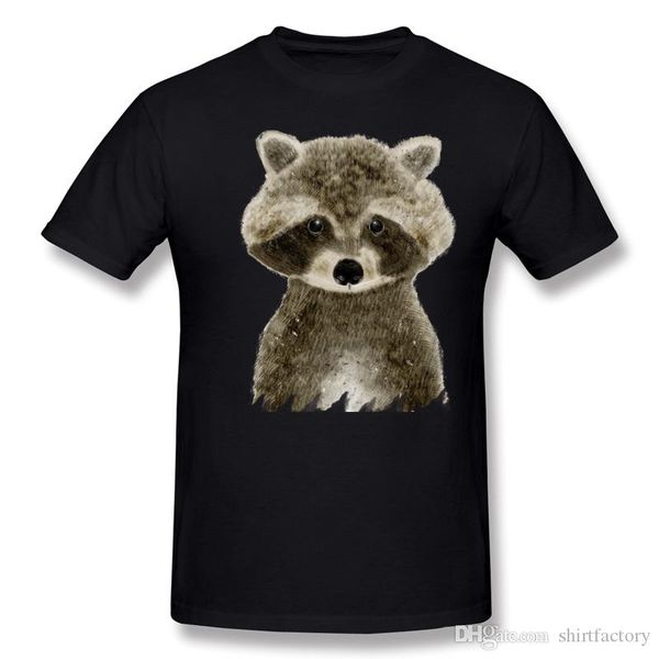 

wholesale 100% cotton little raccoon t-shirt round collar white short sleeve t-shirts 6xl unique t-shirt, White;black