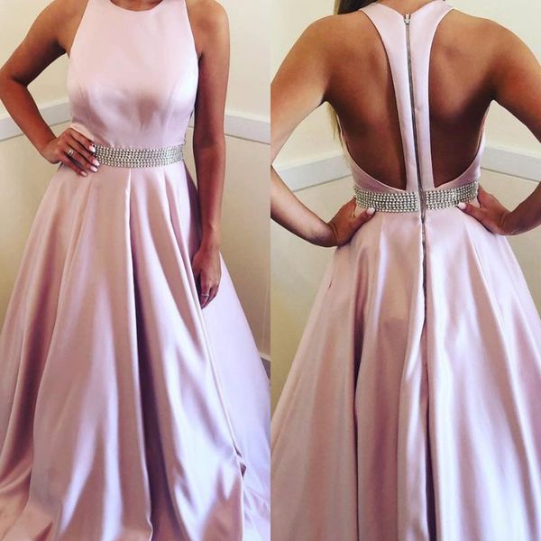 

robe de soirÃ©e pink a line prom gown with beaded sash evening dresses vestido de noche party gowns, Black
