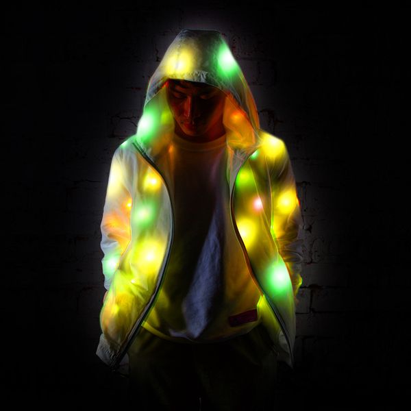 

led luminous faux fur coat lady bar dance show nightclub clothes led dj costumes party cospaly suit