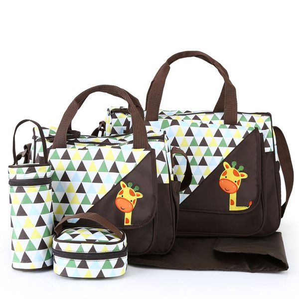 

new diaper bag 5 pieces set nappy tote bag large capacity for baby mom dad travel with stroller straps