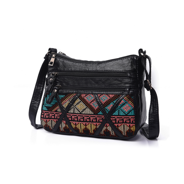 

msoard brand women crossbody bag fashion soft shoulder bag washed leather women purse patchwork small tribal flap