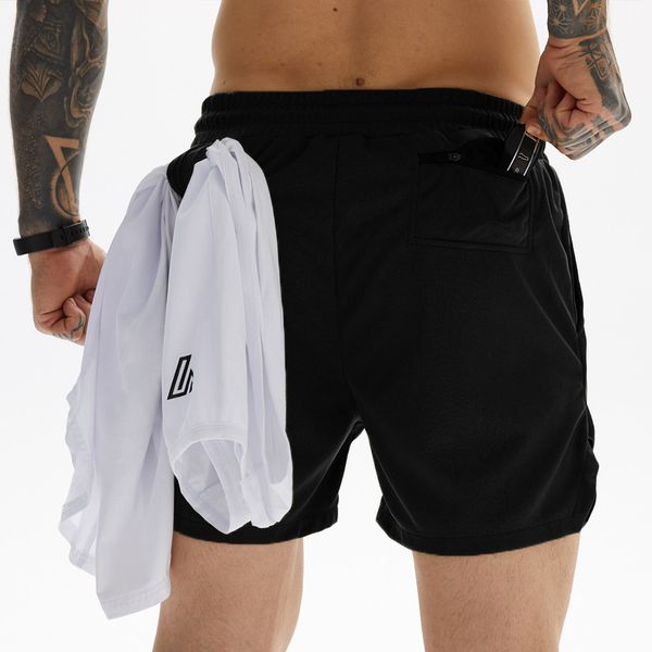 

running shorts men fitness single-deck quick dry gym shorts jogging training workout summer sport short pants men sport, Black;blue