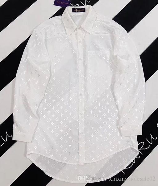 

2020 французская весна и осень последний полный письмо печати длинная рубашка париж мужской дизайнер высокое качество повседневная роскошь д, White;black