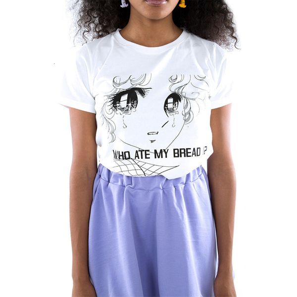 

футболка женская топы кто ели хлеб мой tee shirt женщины harajuku милые девушки женщины tears отпечатанных lady топы xl plus wmt176, White